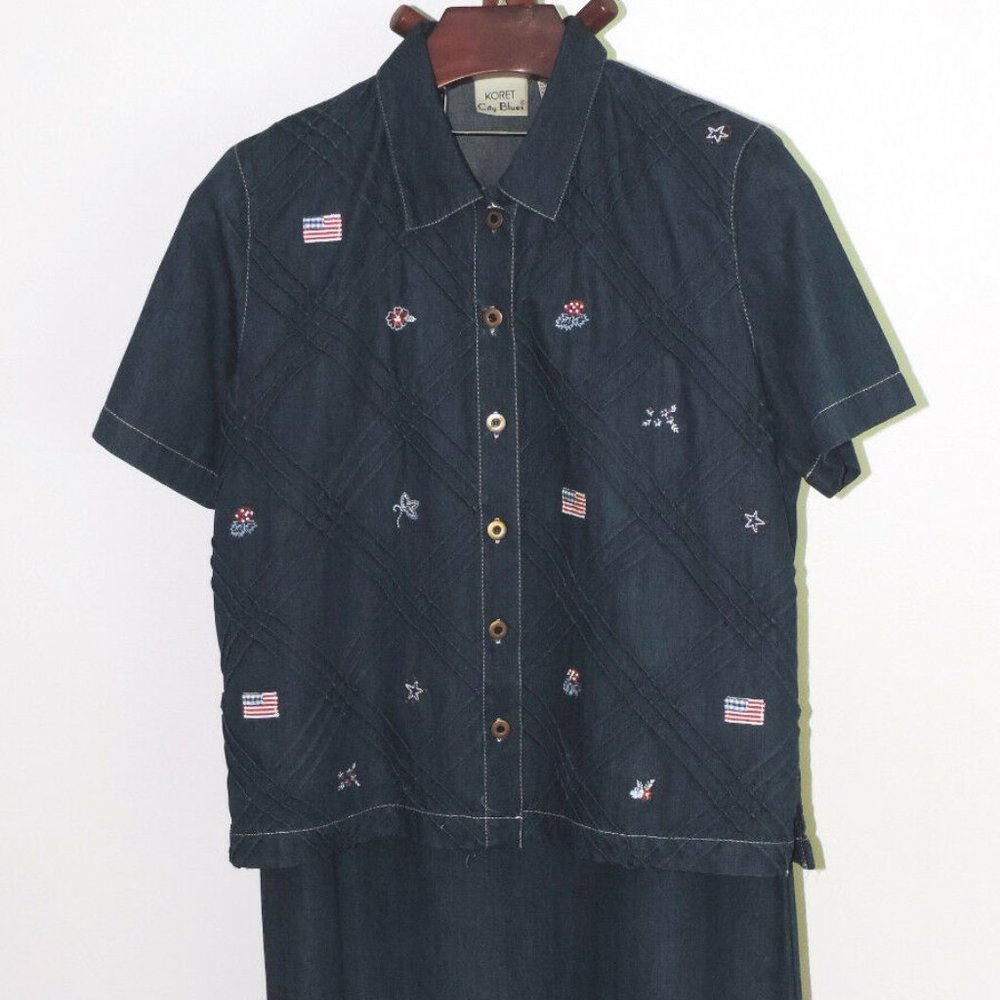 Koret City Blues denim sleeveless dress and short sleeve jacket